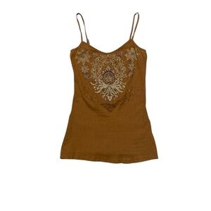 Y2K XXI Camisole Tank Top Women’s S Brown Forever 21 Boho Shirt Spaghetti Straps